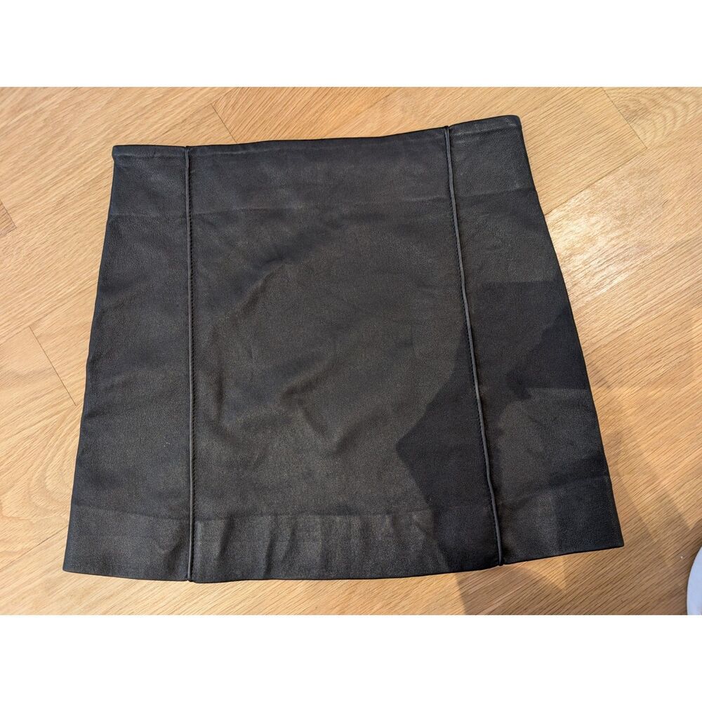 FRAME Leather Mini Skirt Black Genuine Lambskin High Rise Size S